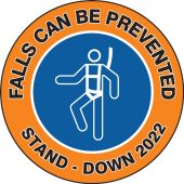 Hard Hat Sticker: Falls Can Be Prevented - Stand-Down
