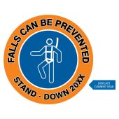 Hard Hat Sticker: Falls Can Be Prevented - Stand-Down