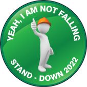 Hard Hat Sticker: Yeah I'm Not Falling - Stand-Down