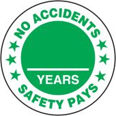 Hard Hat Stickers: No Accidents, ___ Years, Safety Pays