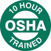 Hard Hat Stickers: 10 Hour OSHA Trained