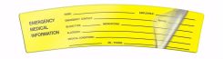 Self Laminating Hard Hat Decal: Emergency Medical Information - Name - Employee # - Emergency Contact - Phone - Blood Type - Medications - Allergies