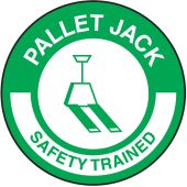 Hard Hat Stickers: Pallet Jack Safety Trained