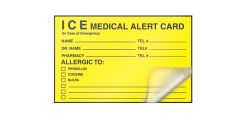 Self-Laminating Helmet stickers: ICE Medical Alert Card