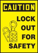 OSHA Caution Lockout/Tagout Label: Lock Out For Safety