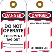 DANGER DO NOT OPERATE EQUIPMENT TAG-OUT TAG