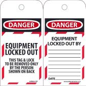 DANGER EQUIPMENT LOCKED OUT TAG