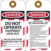 DANGER DO NOT OPERATE EQUIPMENT LOCK-OUT TAG