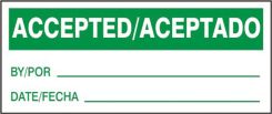 Spanish Bilingual Safety Label: Accepted/Aceptado