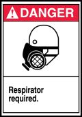 ANSI Danger Safety Label: Respirator Required.