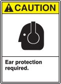 ANSI Caution Safety Label: Ear Protection Required