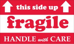 THIS SIDE UP FRAGILE HANDLE WITH CARE LABEL