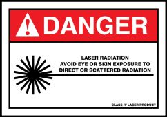 ANSI Danger Safety Label: Laser Radiation - Avoid Eye Or Skin Exposure To Direct Or Scattered Radiation