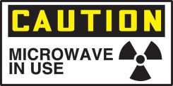 OSHA Caution Safety Label: Microwave In Use