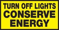 Safety Label: Turn Off Lights - Conserve Energy