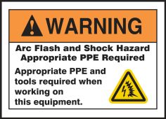 ANSI Warning Arc Flash Protection Labels On A Roll: Arc Flash & Shock Hazard - Appropriate PPE And Tools Required