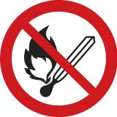 ISO Prohibition Safety Label: No Fire Or Open Flame (2011)