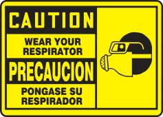 Bilingual OSHA Caution Safety Label: Wear Your Respirator