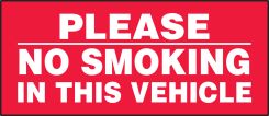 Please Safety Label: No Smoking In This Vehicle