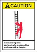ANSI Caution Safety Label: Maintain 3-Point Contact When Ascending Or Descending Ladder