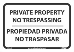 PRIVATE PROPERTY NO TRESPASSING BILINGUAL SIGN