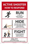 Safety Sign: Active Shooter How To Respond Run ... Hide ... Fight