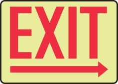 Glow-In-The-Dark Safety Sign: Exit (Right Arrow)