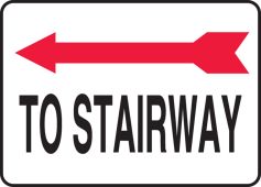 Safety Sign: To Stairway (Left Arrow)