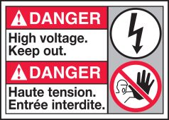 Bilingual ANSI Danger Safety Sign: High Voltage. Keep Out