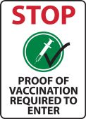 Safety Sign: Stop Proof of Vaccination Required to Enter