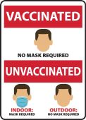 Safety Sign: Vaccinated No Mask Required Unvaccinated Indoor: Mask Required Outdoor: No Mask Required
