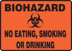 Biohazard Safety Sign: No Eating, Smoking, Or Drinking