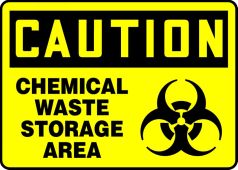 OSHA Caution Safety Sign: Chemical Waste Storage Area