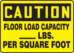 OSHA Caution Safety Sign: Floor Load Capacity __ LBS. Per Square Foot