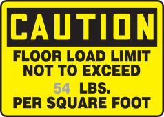 Semi-Custom OSHA Caution Sign: Floor Load Limit Not To Exceed ___ LBS. Per Square Foot