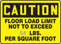 Semi-Custom OSHA Caution Sign: Floor Load Limit Not To Exceed ___ LBS. Per Square Foot