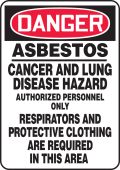 OSHA Danger Safety Sign: Asbestos - Cancer And Lung Disease Hazard - Authorized Personnel Only