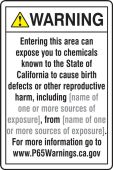 Semi-Custom Prop 65 Environmental Exposure Safety Sign: Reproductive Harm