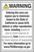 Semi-Custom Prop 65 Environmental Exposure Safety Sign: Reproductive Harm
