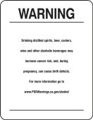 Prop 65 Alcoholic Beverage Exposure Warning Safety Sign: Reproductive Harm