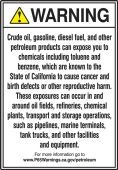 Prop 65 Petroleum Products Warnings Safety Sign: Cancer And Reproductive Harm