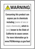 Semi-Custom Prop 65 Food Exposure Safety Sign: Cancer