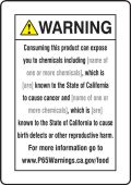 Semi-Custom Prop 65 Food Exposure Safety Sign: Reproductive Harm