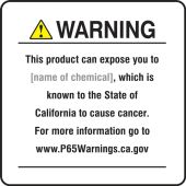 Semi-Custom Prop 65 Consumer Product Exposure Safety Sign: Cancer