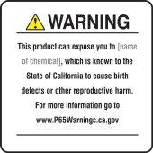 Semi-Custom Prop 65 Consumer Product Exposure Safety Sign: Birth Defects And Reproductive Harm