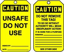 OSHA Caution Safety Tag: Unsafe - Do not Use