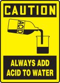 OSHA Caution Safety Sign: Always Add Acid To Water