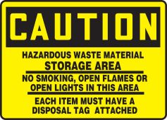 OSHA Caution Safety Sign: Hazardous Waste Material Storage Area