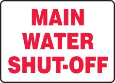 Safety Sign: Main Water Shut-Off