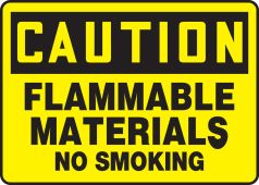 OSHA Caution Safety Sign: Flammable Materials - No Smoking